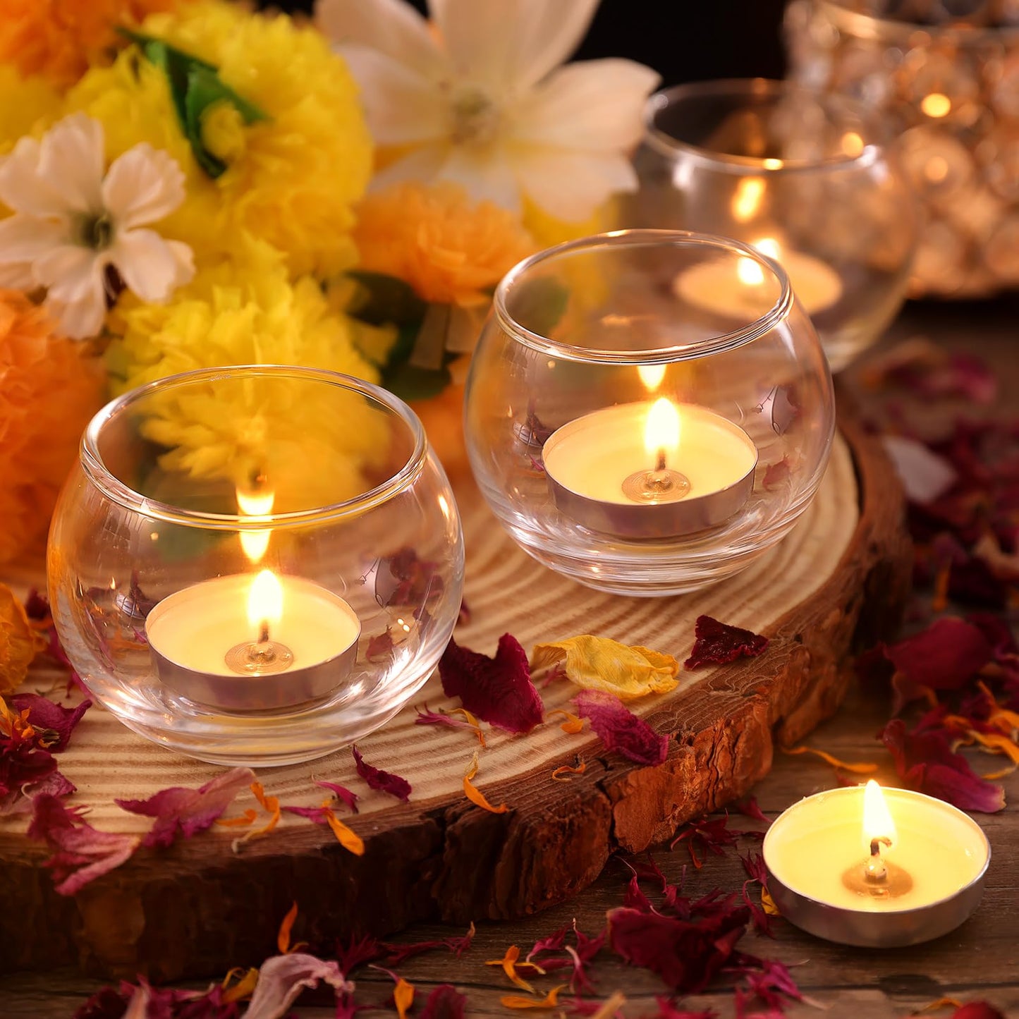 Volens 24PCS Clear Votive Candle Holders for Table Centerpieces, 2''×2'' Round Glass Tealight Candle Holders Bulk for Wedding Decor and Home Decorations