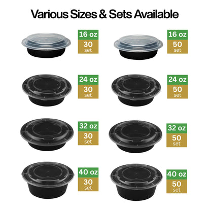 ProTakeOut [24 oz Round Meal Prep Containers with Lids – BPA-Free Food Storage Containers, Bento Box for Restaurant & Catering Use, Stackable, Microwave, Dishwasher, Freezer Safe – 50 Pack