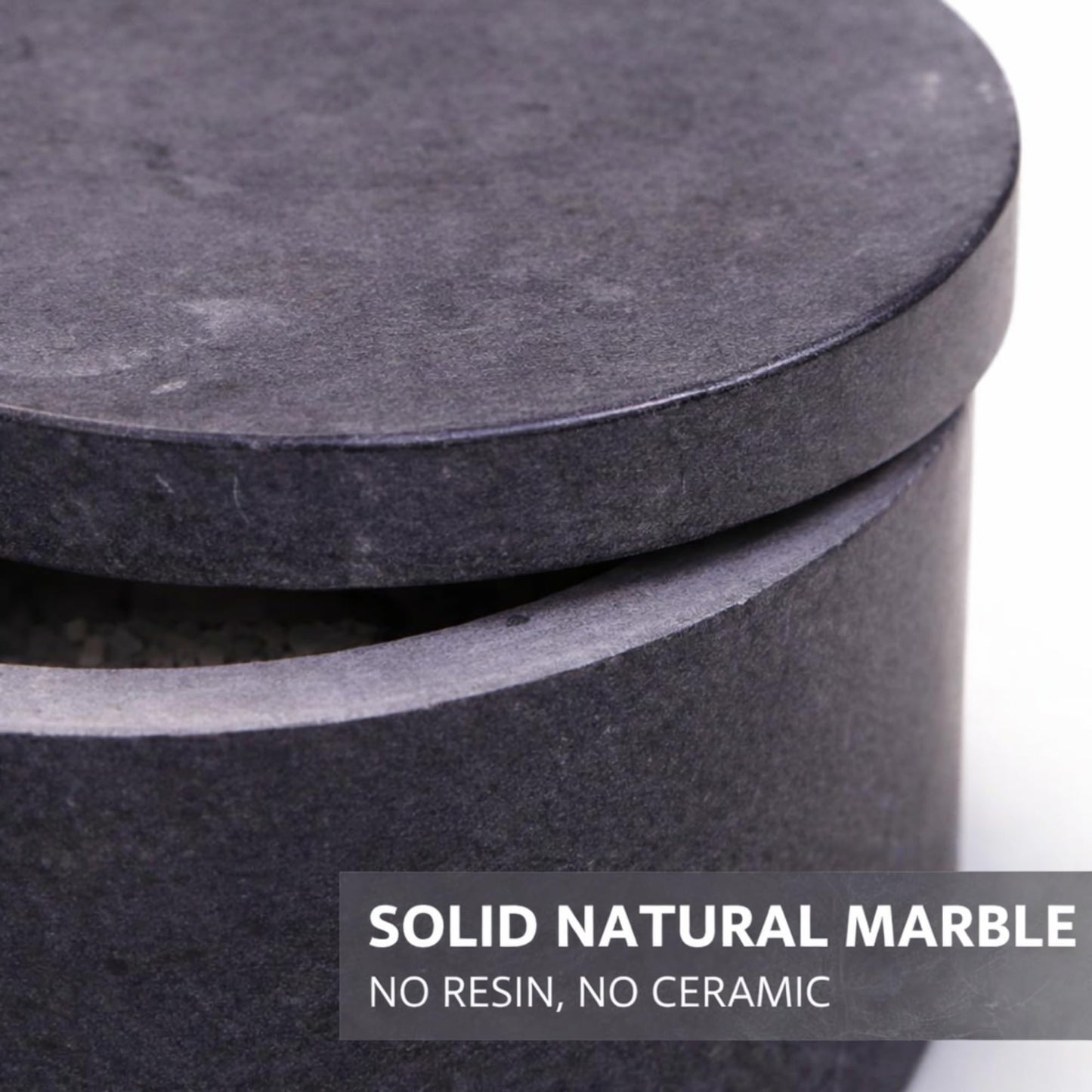 KC KULLICRAFT Unique Salt and Pepper Box Elegant Round Marble Salt Box With Lid For Salt, Spice and Herbs Storage. Perfect Container To Store. (3.5" x 2" Inches)