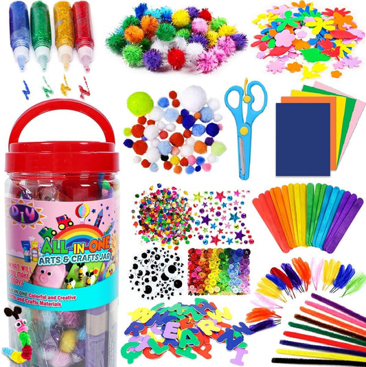 FunzBo Arts and Crafts Supplies Kit for Kids Toddlers Age 4 5 6 7 8 9 - All in One D.I.Y. Crafting Kindergarten Homeschool Supply Set Kids Toys Brithdays Gifts
