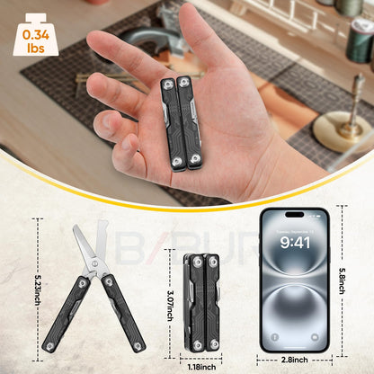 BIBURY Mini Keychain Multitool Scissors B12062B, 9 in 1 Multitool EDC Scissors with Screwdriver, Bottle Opener, Pocket Knife, Spring -Mini Multi Tool for Outdoor, Daily Use, Gifts for Men and Women