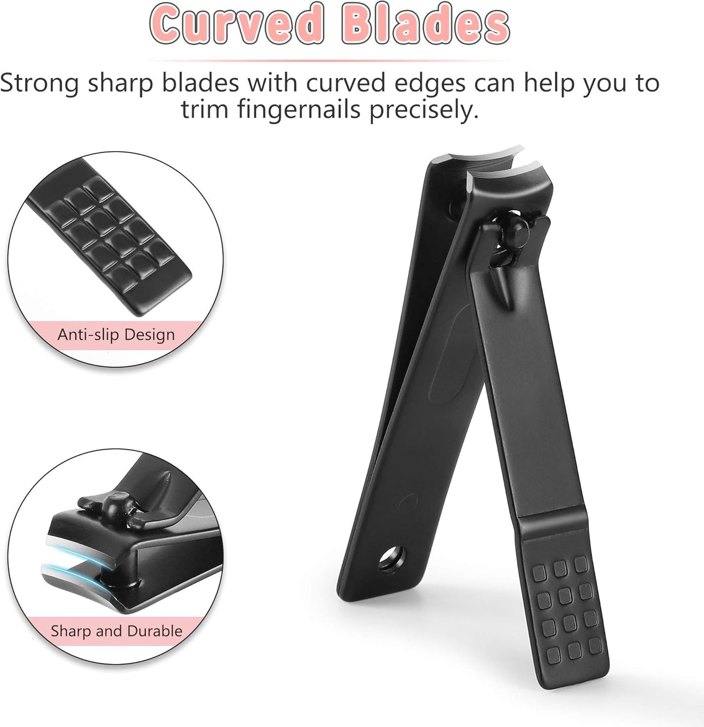 Manicure Set, Jubolion 19pcs Stainless Steel Professional Nail Clippers Pedicure Set with Black Leather Storage Case, Portable Grooming Kit for Travel or Home, Perfect Gifts Women and Men (Black)