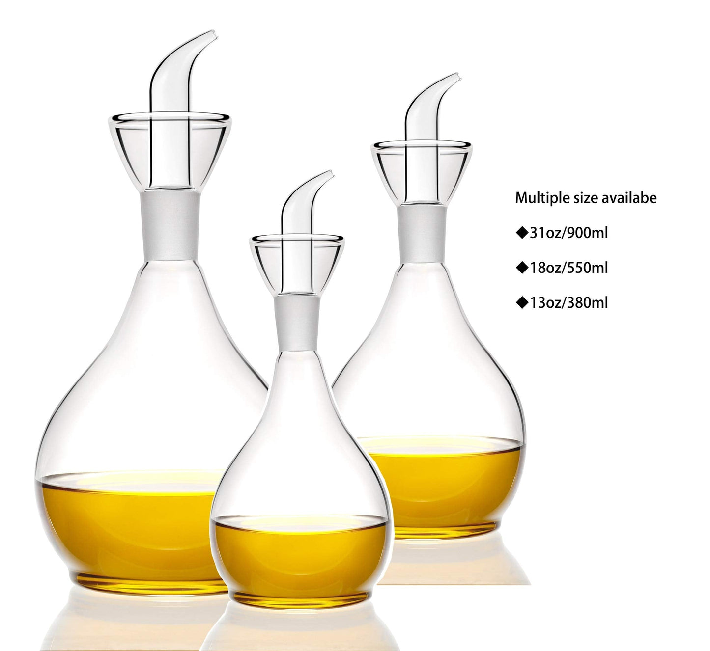 HAIZEEN 18ounce/ 550 ml Olive Oil Dispenser Oil Bottle Glass with No Drip Bottle Spout