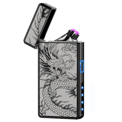 Electric Lighter, USB Rechargeable Plasma Arc Windproof Flameless Electronic Butane Free Mini Lighter for Candles, Fireworks, Outdoor Camping Activities (Black Dragon)