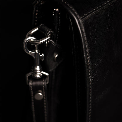 Time Resistance Hand Crafted Leather Messenger Shoulder Bag 15 Inch Laptop Briefcase Business Attache Black