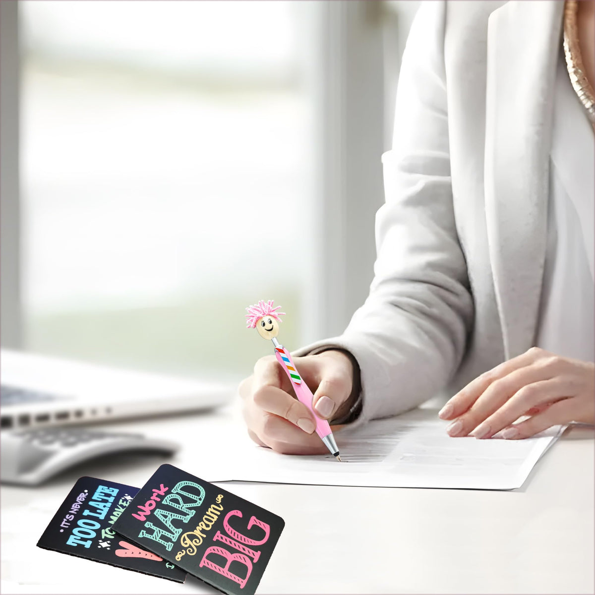 48Pcs Inspirational Gifts Bulk,Ballpoint Pens Motivational Notepads Gifts Set,24Pcs Mini Journal Lined with stylus pens,24Pcs Pocket Notebooks Bulk Gifts Set for Valentines Day Gifts Teachers School Office Party Favor Supplies