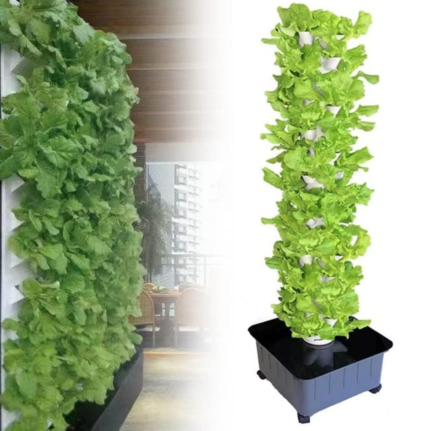 RESKIU 45 Pots Hydroponics Tower Set,Aquaponics Grow System,Vertical Farming Aeroponic Tower Equipment for Indoor Herbs,with Hydrating Pump, Timer