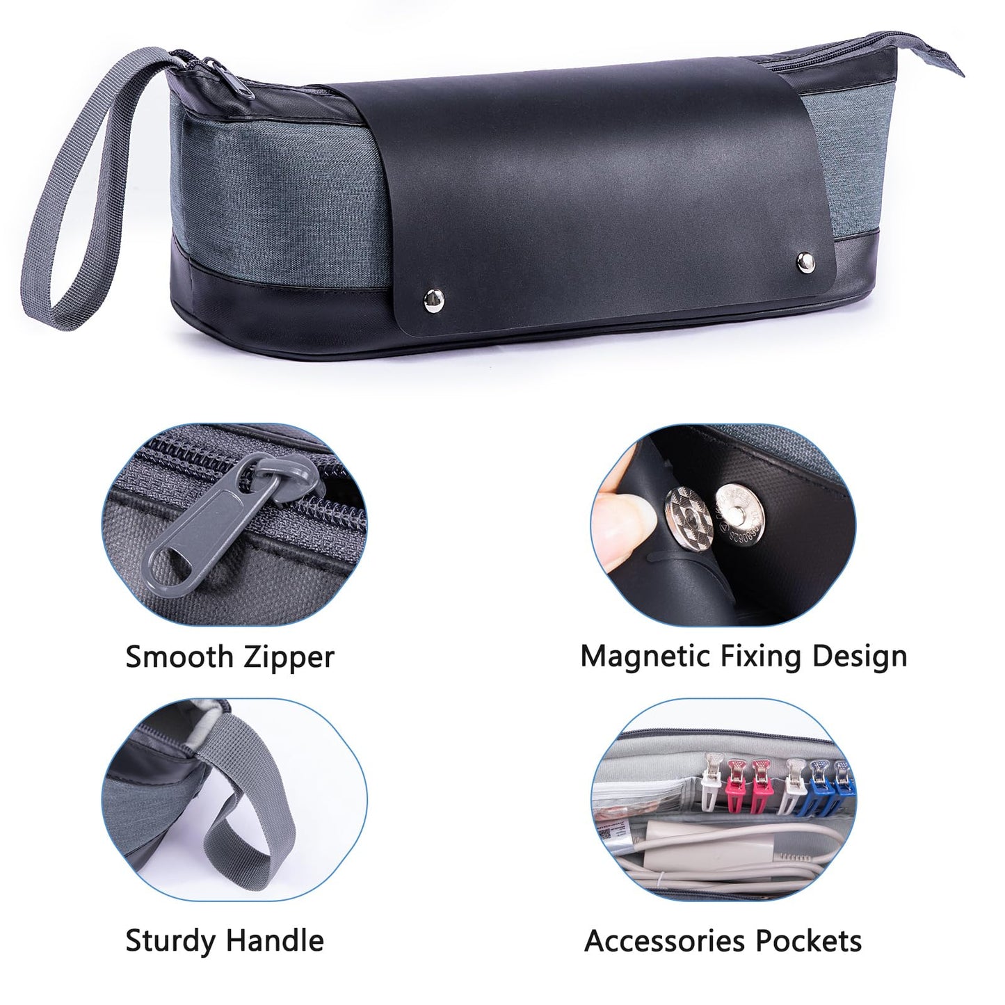 Large Hair Tools Travel Bag with Iron Mat - 2in1 Hair Tools Organizer for Hair Dryer Brush, Flat Irons, Straighteners, Curling Irons, Hair Bag, Makeup Bag, Cosmetic Bag for Travel Essentials