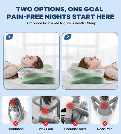 DONAMA Cervical Pillow for Neck and Shoulder,Contour Memory Foam Pillow,Ergonomic Neck Support Pillow for Side Back Stomach Sleepers with Pillowcase