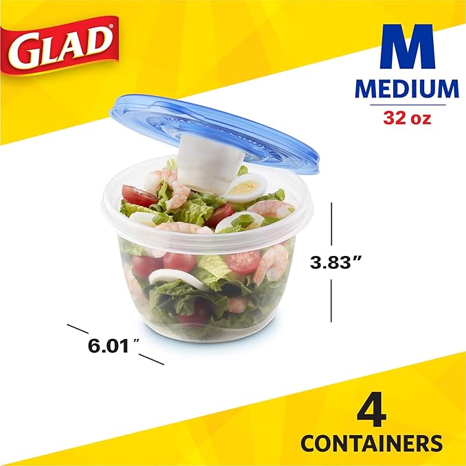 GladWare To Go Lunch Food Storage Containers | Easy to Use Glad Food Storage