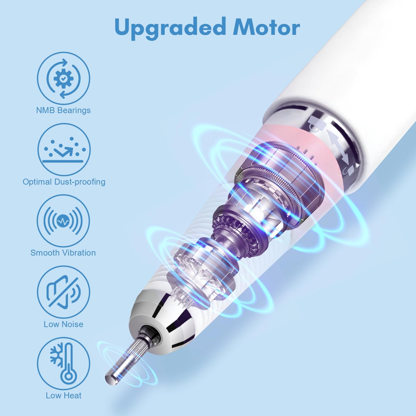 Makartt Electric Nail Drill - 35000RPM Rechargeable Efile with Coreless Motor, Nouvella Portable Nail Filer Machine for Acrylic Gel Removal with Drill Bits Set, Black