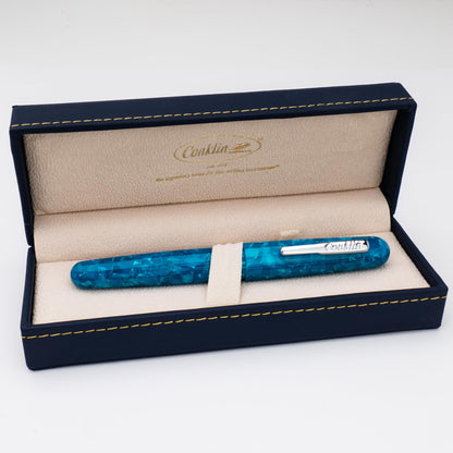 Conklin All American Fountain Pen Turquoise Serenity Special Edition – Stub Nib with Free 15ml Conklin Black Ink Bottle – Calligraphy and Creative Writing Luxury Pen Gift for Collectors and Artists