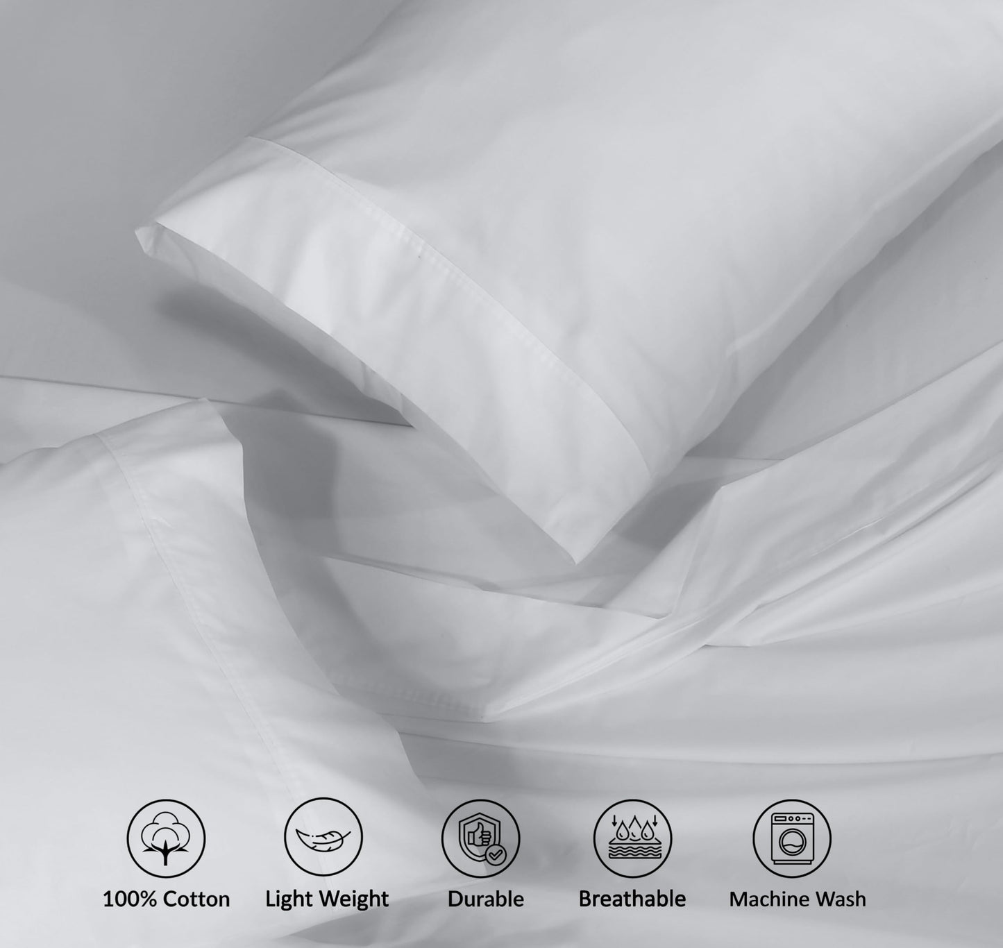 RUVANTI 100% Cotton Percale Sheets Queen Size – Crisp Cooling Bed Sheets for Hot Sleepers, Deep Pocket 16”, Soft Breathable & Durable Hotel-Style 4 Piece Set, Quiet Gray
