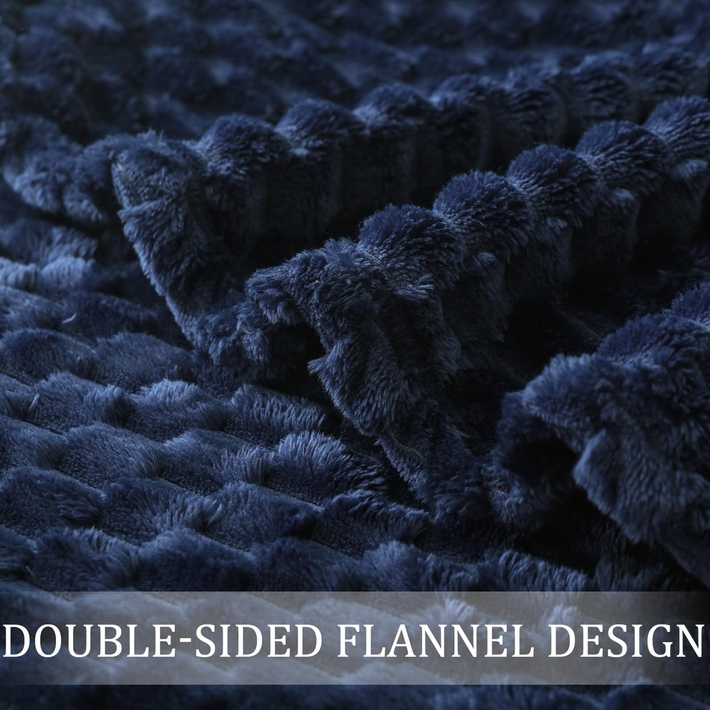 Exclusivo Mezcla Fleece Throw Blanket for Couch, Extra Large Fuzzy Navy Blue Bed Blankets, Soft Cozy Plush Sofa Throws for All Seasons, 50x70 Inches