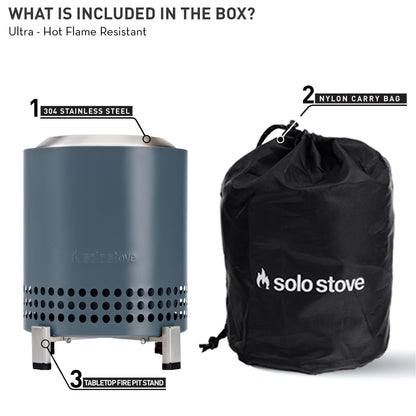 Solo Stove Mesa XL Tabletop Fire Pit with Stand | Low Smoke Outdoor Table Top Fire Pit | Fueled by Pellets or Wood, Stainless Steel, With Travel Bag, H: 21.8 x D: 17.8cm, 1 kg, Water