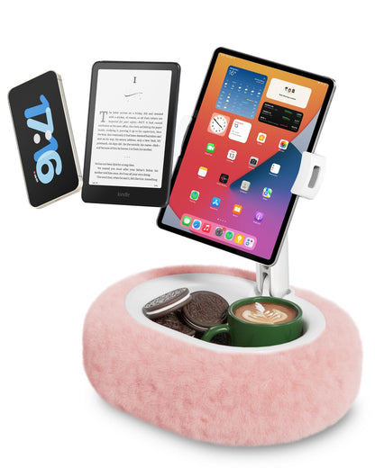 Viozon Tablet Pillow Stand,Kindle Pillow Stand, Compatible with 4-11" Tablet/Phone with Small Bowl, Kindle Holder Accessories,Idea for Reading and Video Watching On Bed,Pink