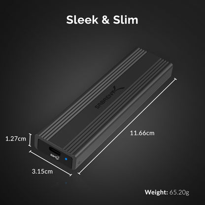 SABRENT M.2 NVMe Enclosure, Tool Free NVMe and SATA, 10Gbps External SSD Enclosure, Reusable Thermal Pad, Compatible with 2230 2242 2260 2280 (EC-SNVE)