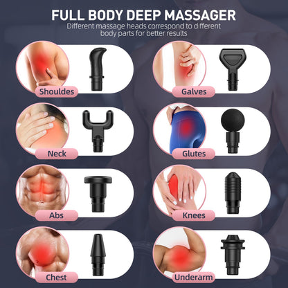 Massage Gun,Massage Gun Deep Tissue for Pain Relief with 7 Massage Heads & 6 Speeds and Carrying Case (Green)