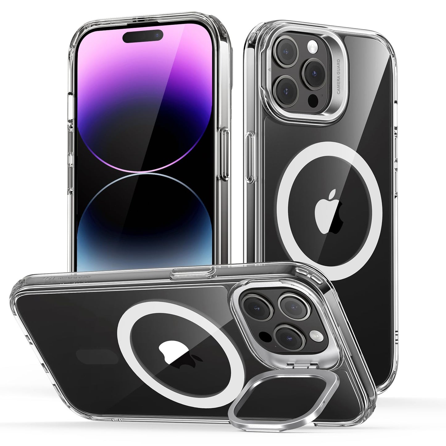 ESR Silicone Case for iPhone 17, Built-in Camera Stash Stand Compatible with MagSafe, Military-Grade Drop Protection Magnetic Phone Case for iPhone 17, Cloud Series, Rosy Pink