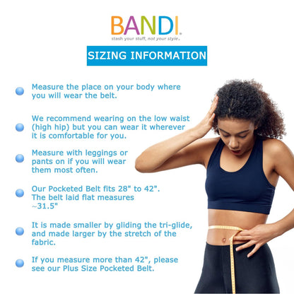 BANDI Running Belt for Women & Men – USA Made No-Bounce Adjustable Waist Pack & Secure Fanny Pack – Fits All Phones, Gels & Essentials – Zipper-Free, Medical Device Friendly