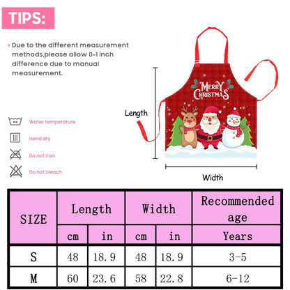 Nidoul Kids Apron for Boys Girls, Adjustable Chef Apron with Pocket, Kitchen Bib Apron for Cooking Baking Art Painting Gardening, Christmas