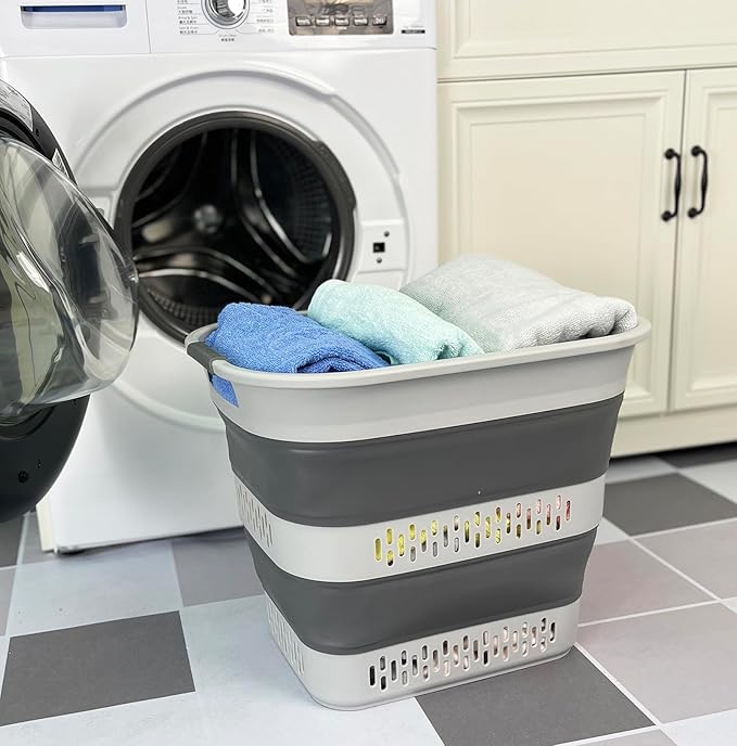 SAMMART 40L Collapsible Plastic Laundry Basket