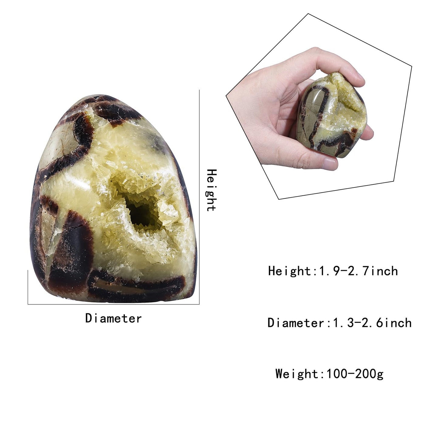 dssmboom Natural Septarian Dragon Stone for Home Decor, Fengshui Crystal Stone Geode Specimen for Reiki Healing, Chakra Balancing, 0.22-0.44lb