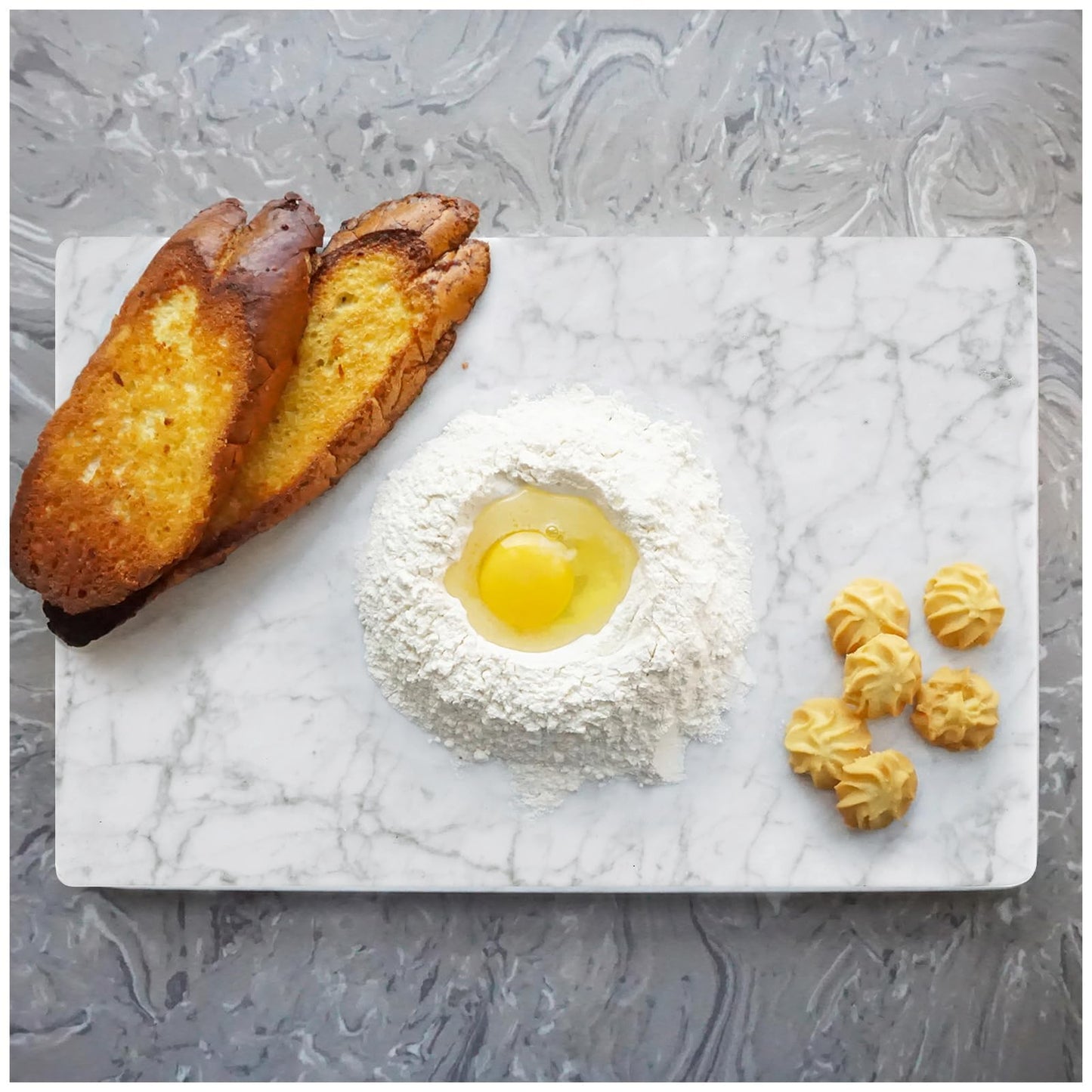 Yew & Tulip 16"x10" White Marble Board with Non-Slip Rubber Feet - Dough Pastry and Cutting Board