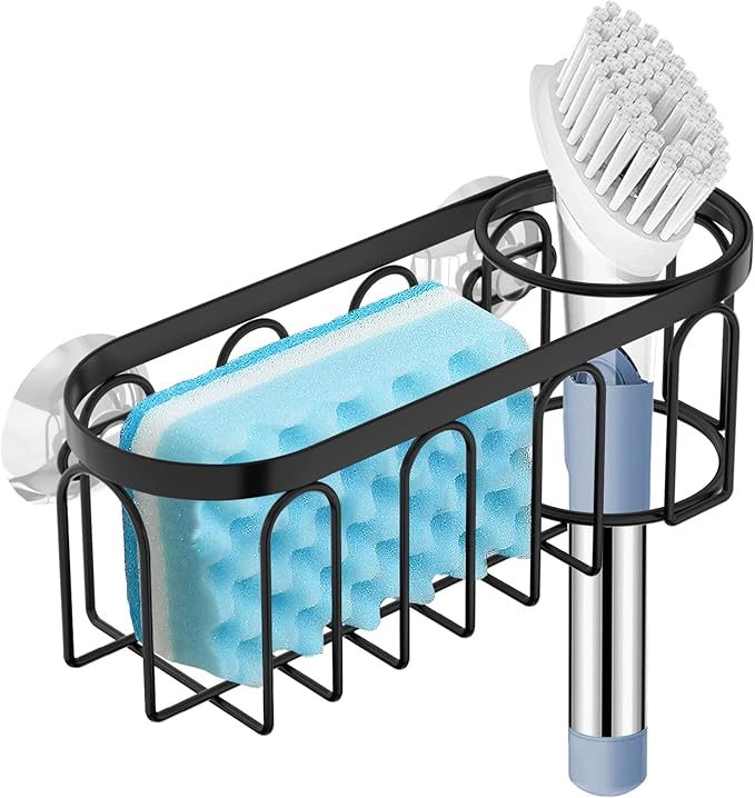 Yazoni 2-in-1 Sponge Holder for Kitchen Sink, Sink Caddy Kitchen Sink Organizer