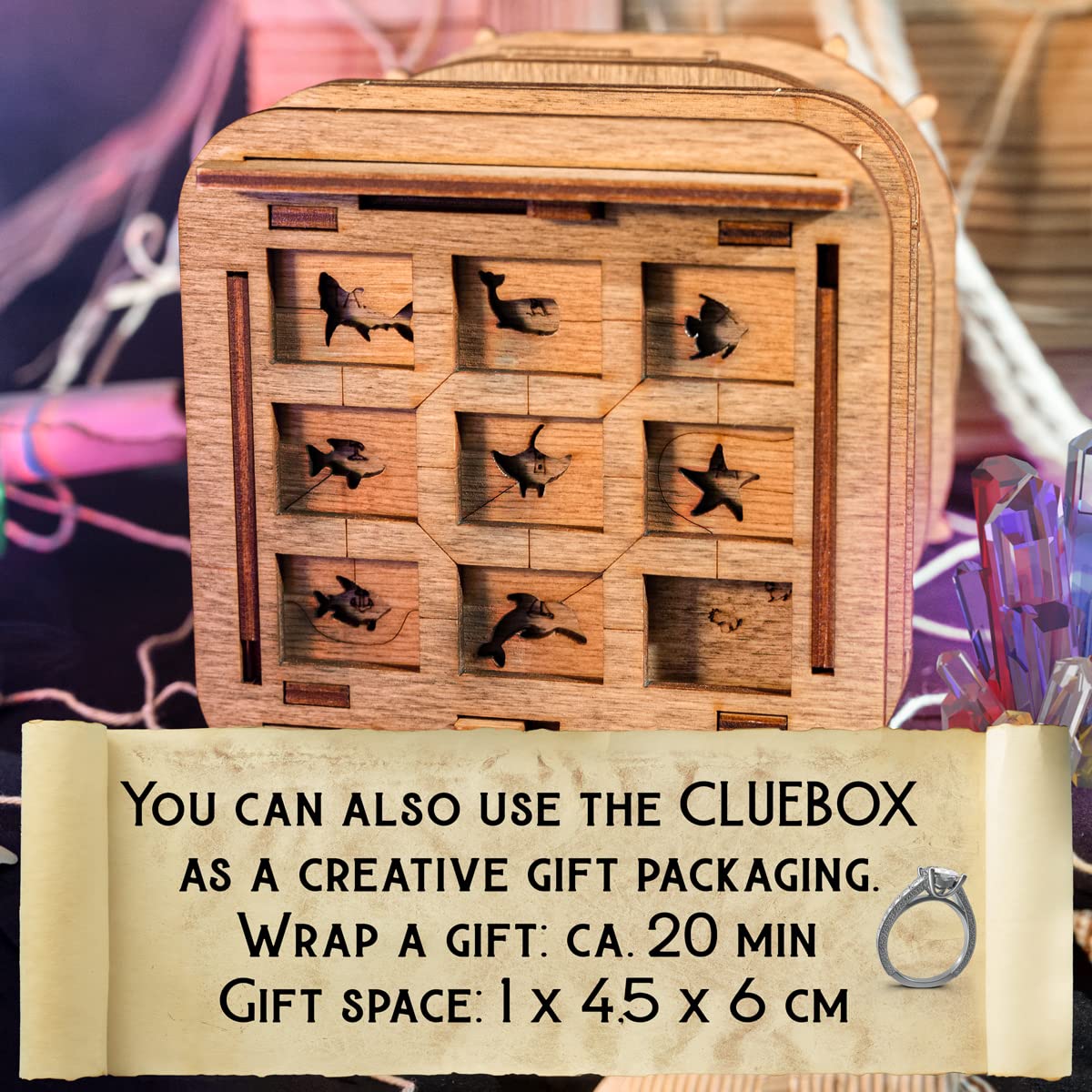 iDventure Cluebox - Davy Jones Locker - Escape Room Puzzle Box - 3D Wooden Puzzle for Adults - Brain Teaser - Birthday Gift for Men - Money Box