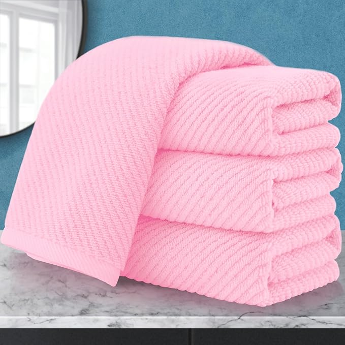 VOOVA & MOVAS Pink Bathroom Hand Towels Set of 4, Large 18" x 28"