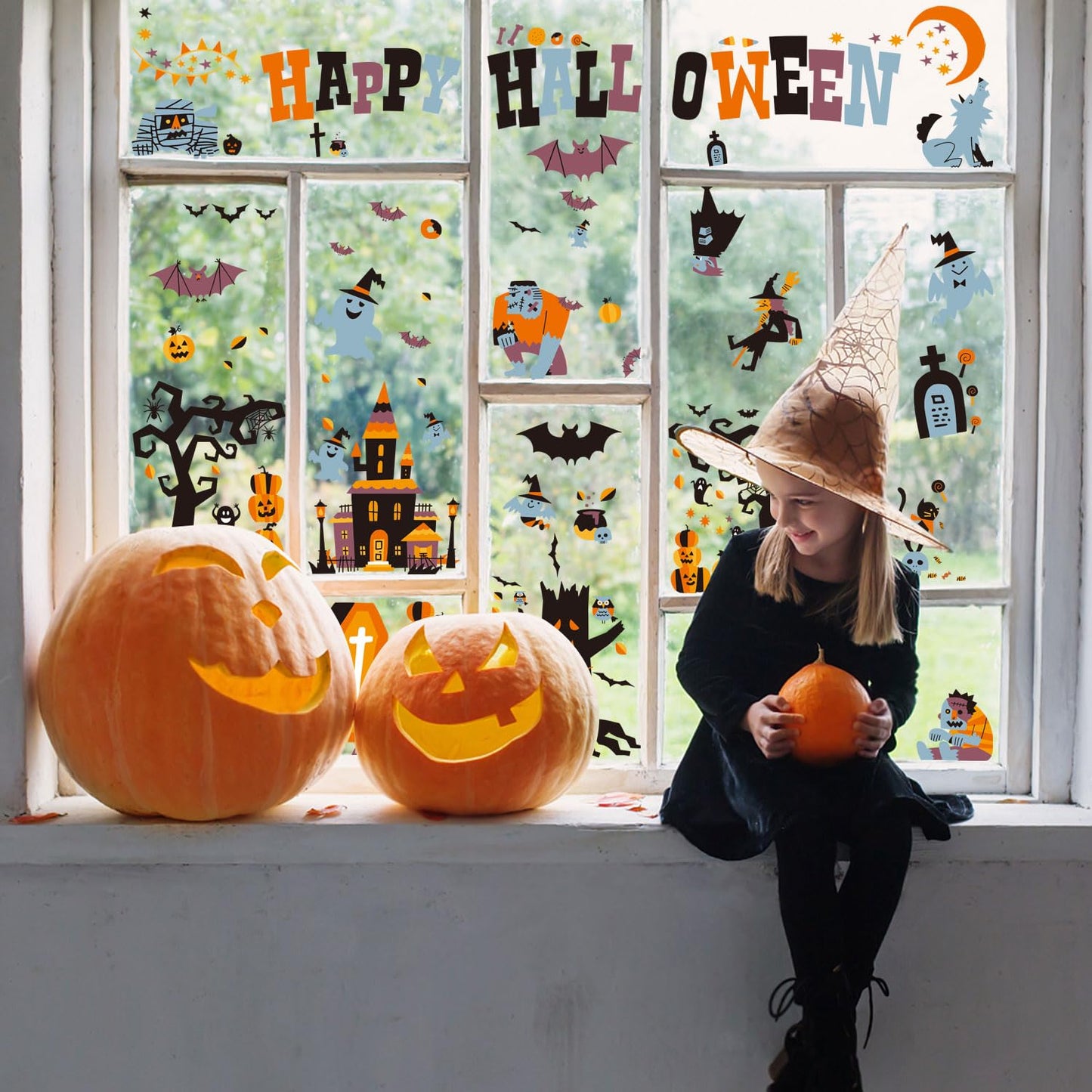 CCINEE Halloween Window Stickers - 10 Sheets Window Clings Decals for Party Decoration, Indoor & Outdoor Home Decor