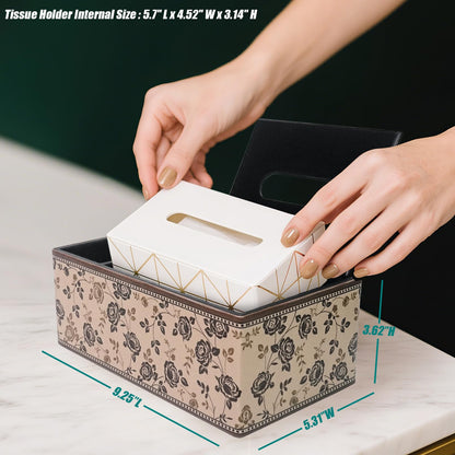 DreamsEden PU Leather Tissue Box Cover with Storage Tray, Multi-Functional Organizer for Tissues & Remote Control for Bedroom, Nightstand, End Table, Living Room
