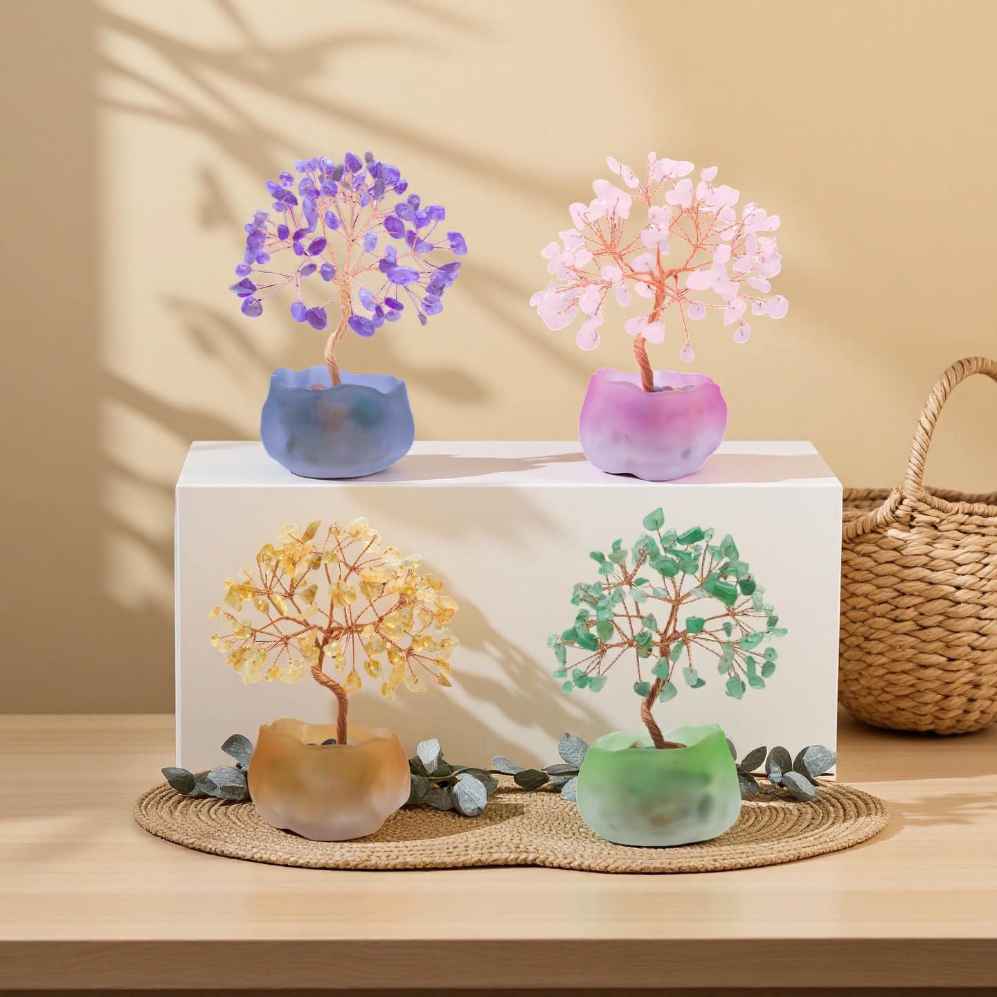 Amethyst Crystal Trees of Life Decor, Purple Gem Tree for Crystal Healing Handcrafted Gem Trees of Life for Home Decor (Amethyst)