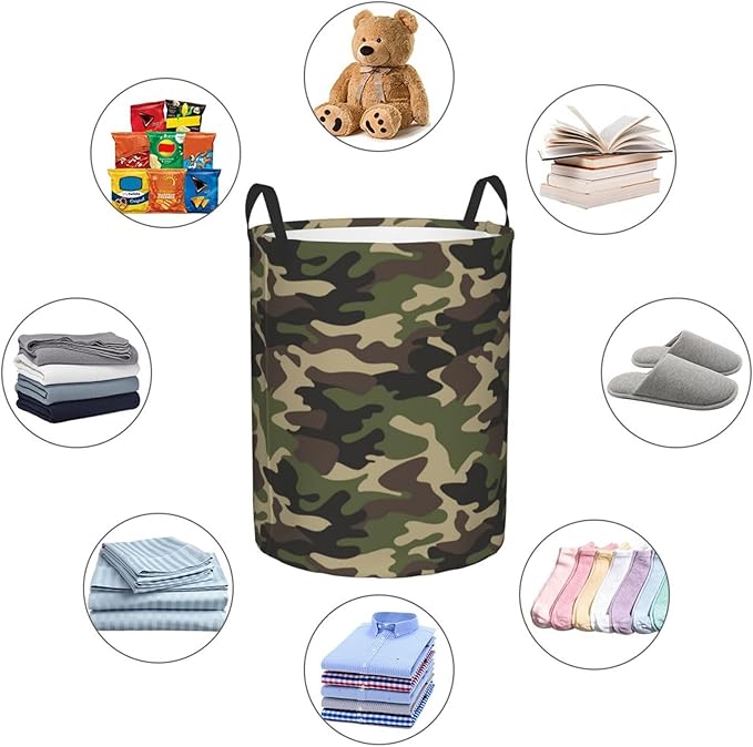 Green Camouflage Laundry Hamper Bag