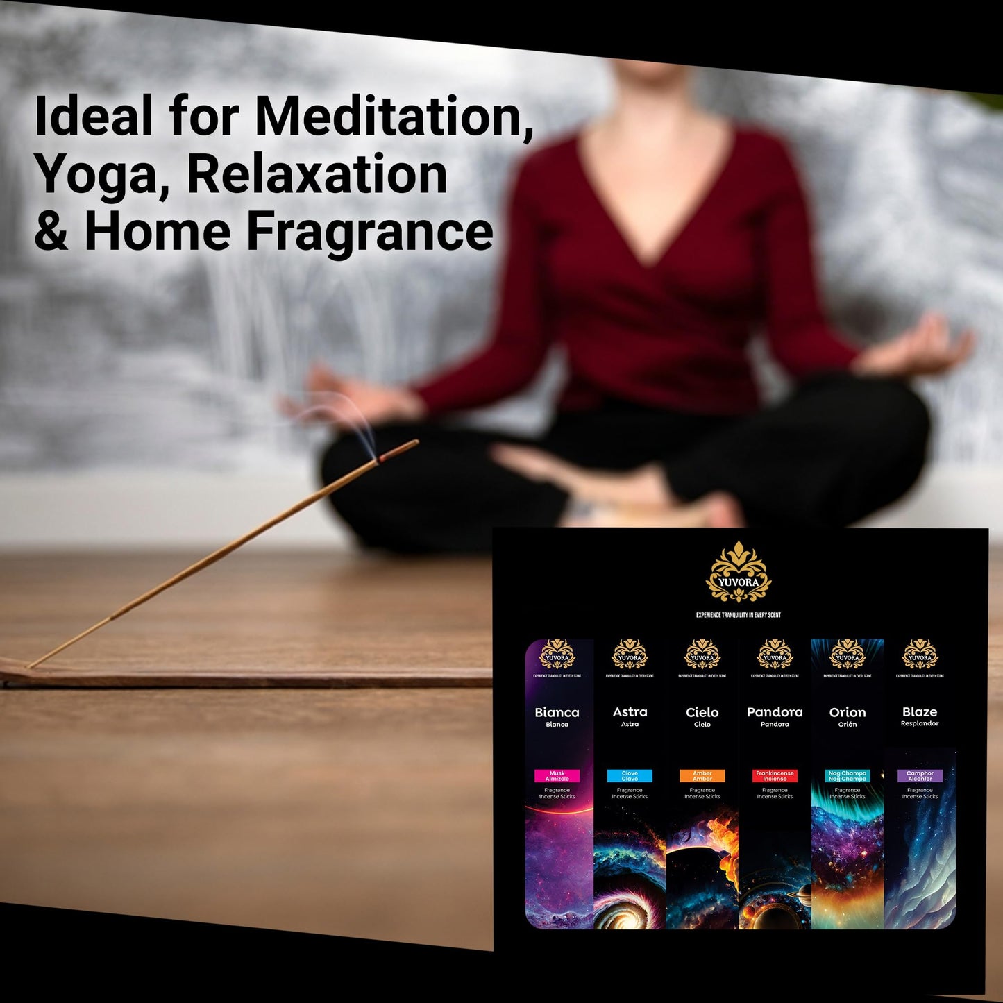 Yuvora Aromatic Incense Sticks Gift Set – 120 Natural & Non-Toxic Incense Sticks | 6 Soothing Scents | Home, Meditation, Relaxation & Yoga | Free Incense Holder | Inciensos - Gifts for Women