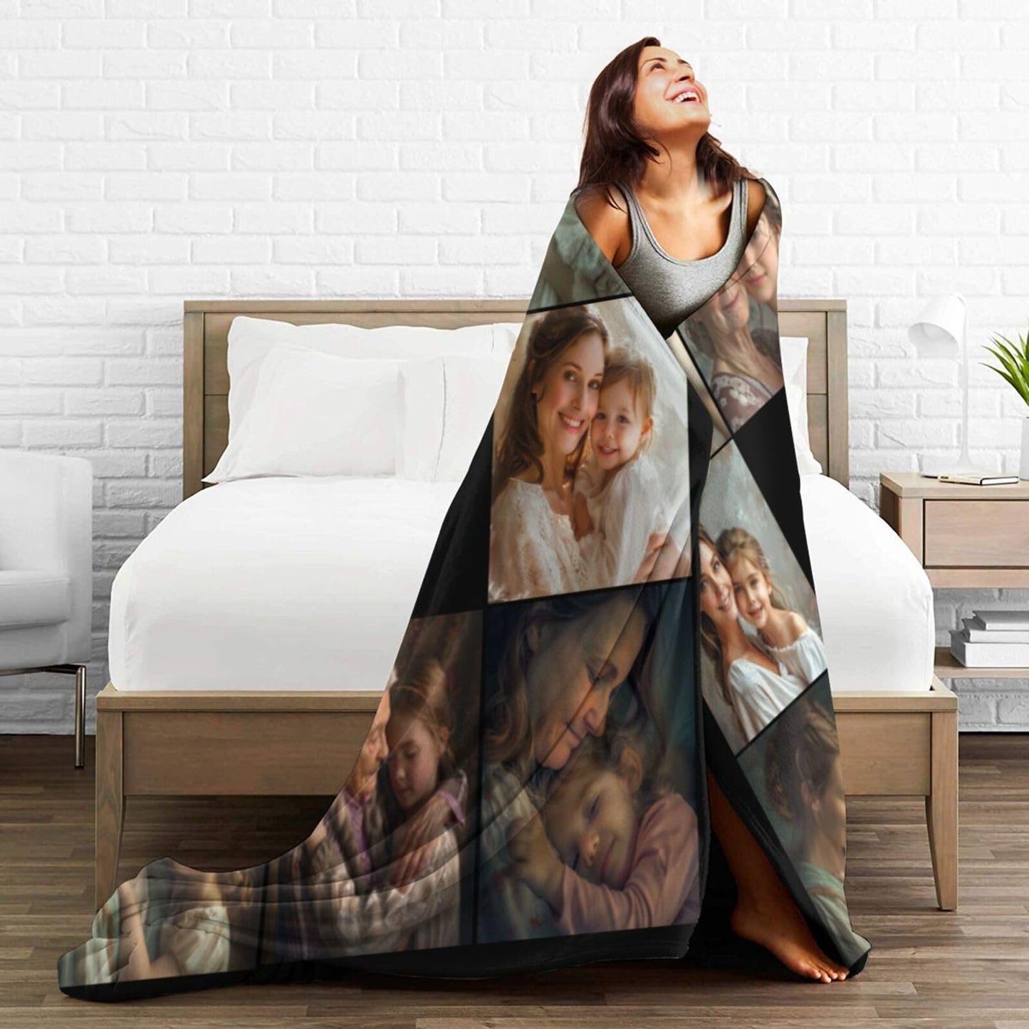 Ouqiuwa Best Mom Ever Custom Blankets Personalized Blanket with Photo Text Customized Picture Throw Blanket for Mother's Day Birthday Mom Grandma Women 50"x40"