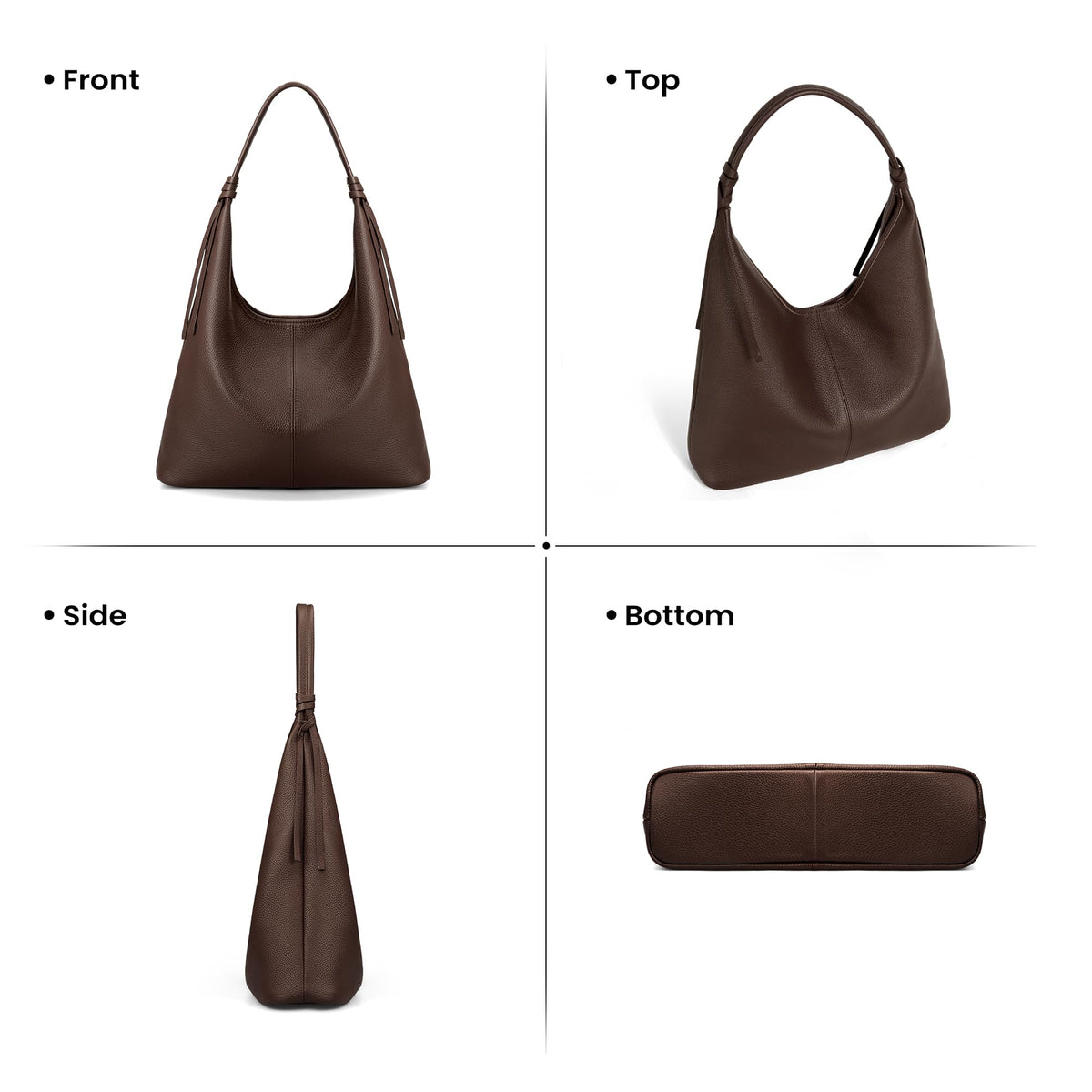 befen Genuine Leather Slouchy Hobo Purses for Women, Casual Hobo Bags Real Top Grain Leather Tote Handbags Women's Coffee Shoulder Satchel for Shopping, Outing, Travel