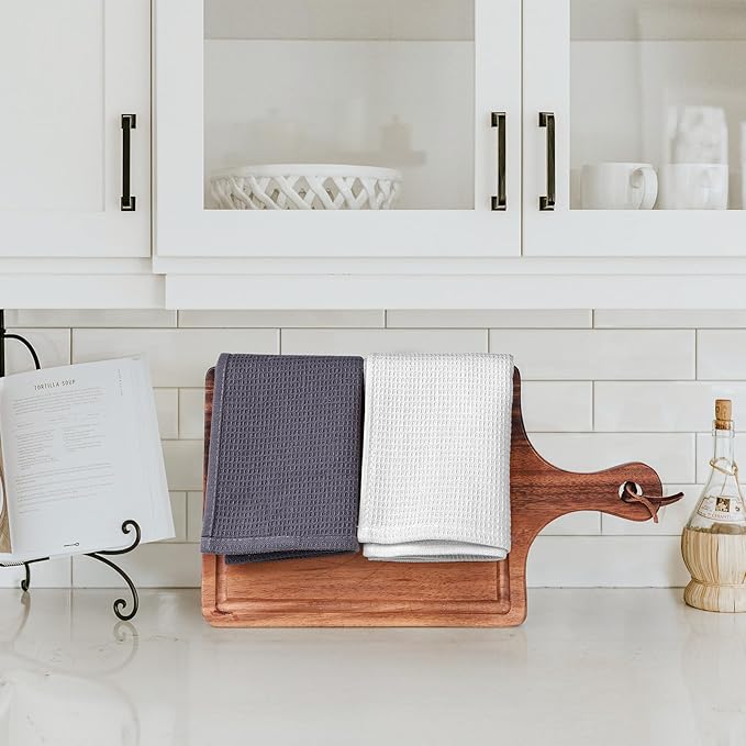 QUILTINA Dish Towels Set, 100% Cotton Waffle Weave Kitchen Towels 6 Pack