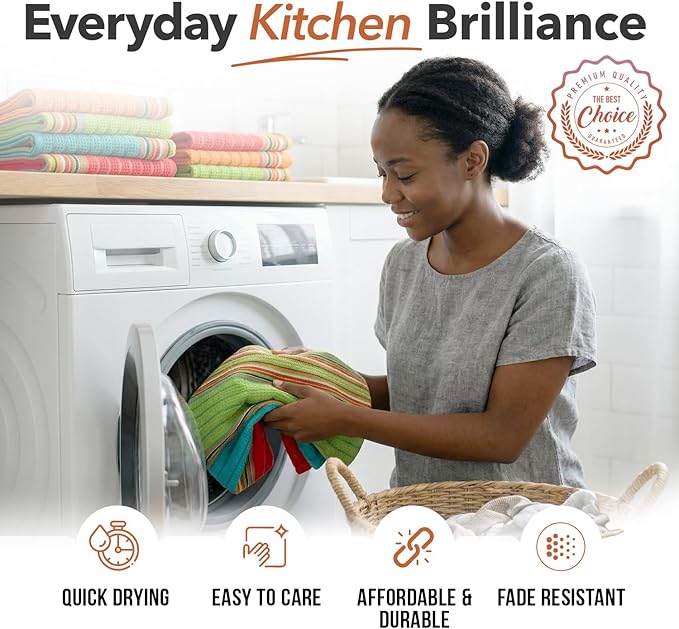 TEXAS LINEN CO. Kitchen Dish Towels, 100% Cotton Salsa Towels, Highly Absorbent