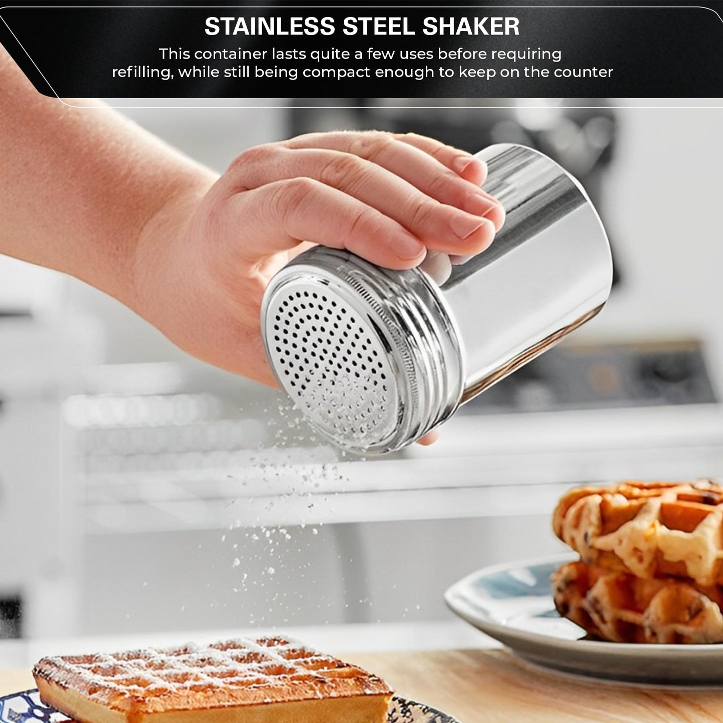 OCS Parts Set of 2 Stainless Steel Dredge Shakers | Without Handle | 10 Ounce Stainless Steel Salt, Pepper, Powdered Sugar an Spice Shakers for Home and Commercial Kitchens