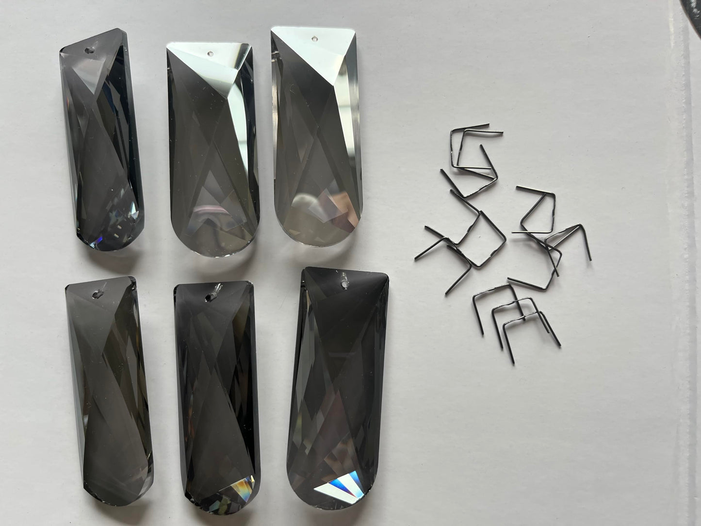 A AXILIXI 6 Pcs K9 Crystal Prisms for Crystal Chandeliers Smoke Gray Modern Minimalist Suncatchers