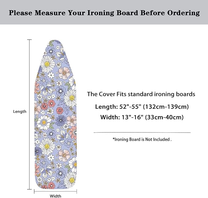 Daisy Print Ironing Board Cover Pretective Covers 15x54 Inch Standard Ironing