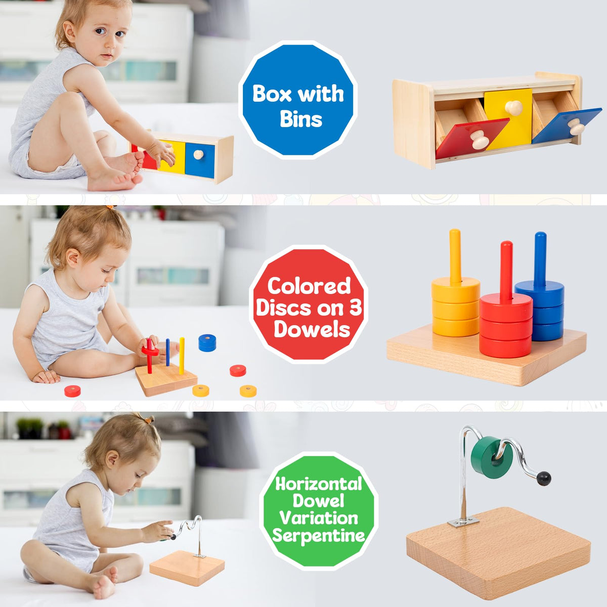 Adena Montessori 10 in 1 Wooden Play Kit 13-15 Months