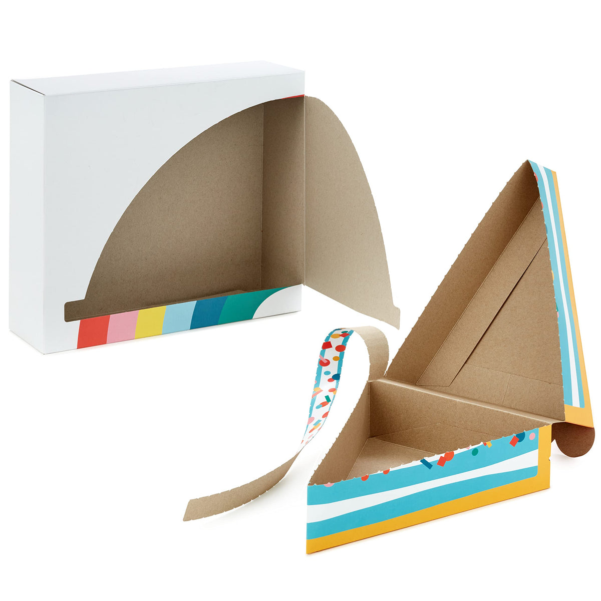 Hallmark Self-Sealing Gift Box Set with Zip Opening (2 Boxes: Rainbow, Birthday Cake) for Kids, Adults, Grandchildren, Teachers