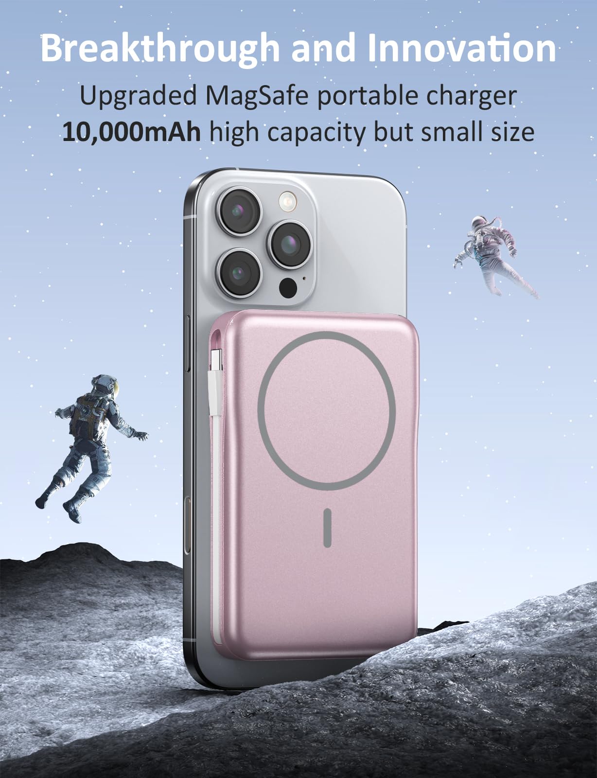 Magnetic Portable Charger, 10000mAh Power Bank, 5 in 1 Portable Charger with Built in Cable, 20W Fast Charging for Magsafe Battery Pack Compatible with iPhone 17/16/15/14/13/12 Pro/Pro Max Series