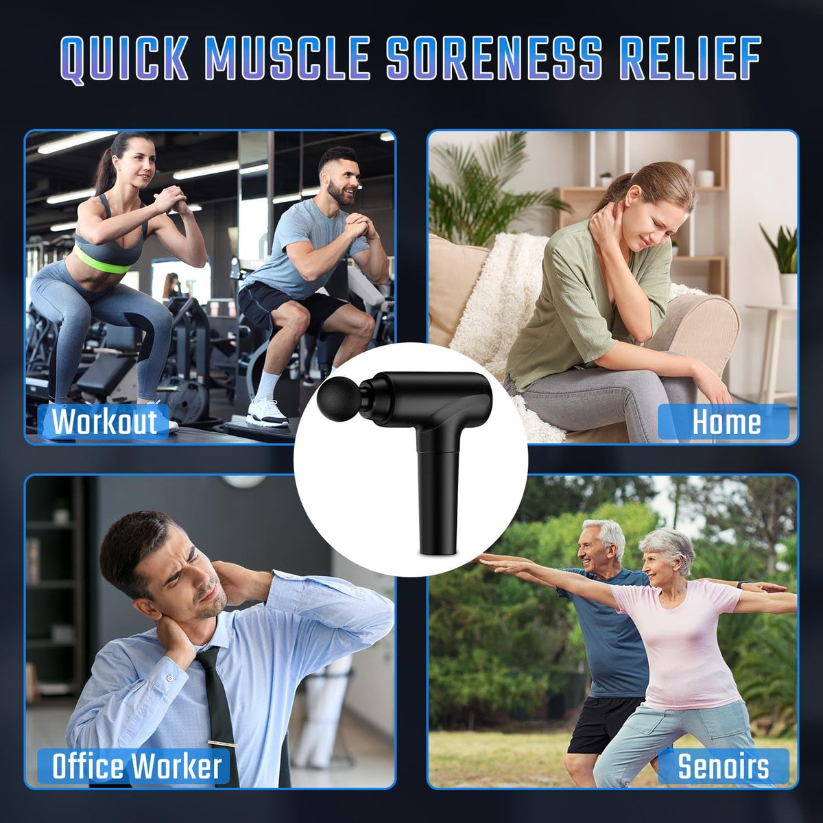 cotsoco Massage Gun Deep Tissue, Muscle Massage Gun with 9 Attachment Heads 20 Speeds & Silent Brushless Motor for Pain Relief, Handheld Percussion Back Massager Gun for Athletes(Black)