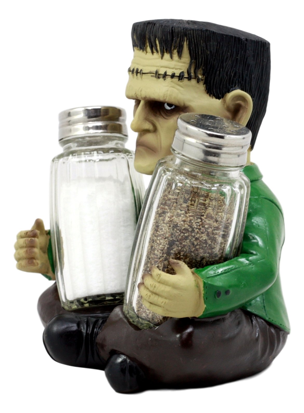 Ebros Gift Creepy Halloween Dr Victor Frankenstein Monster Modern Prometheus Salt And Pepper Shakers Holder Figurine Set 5.25"H