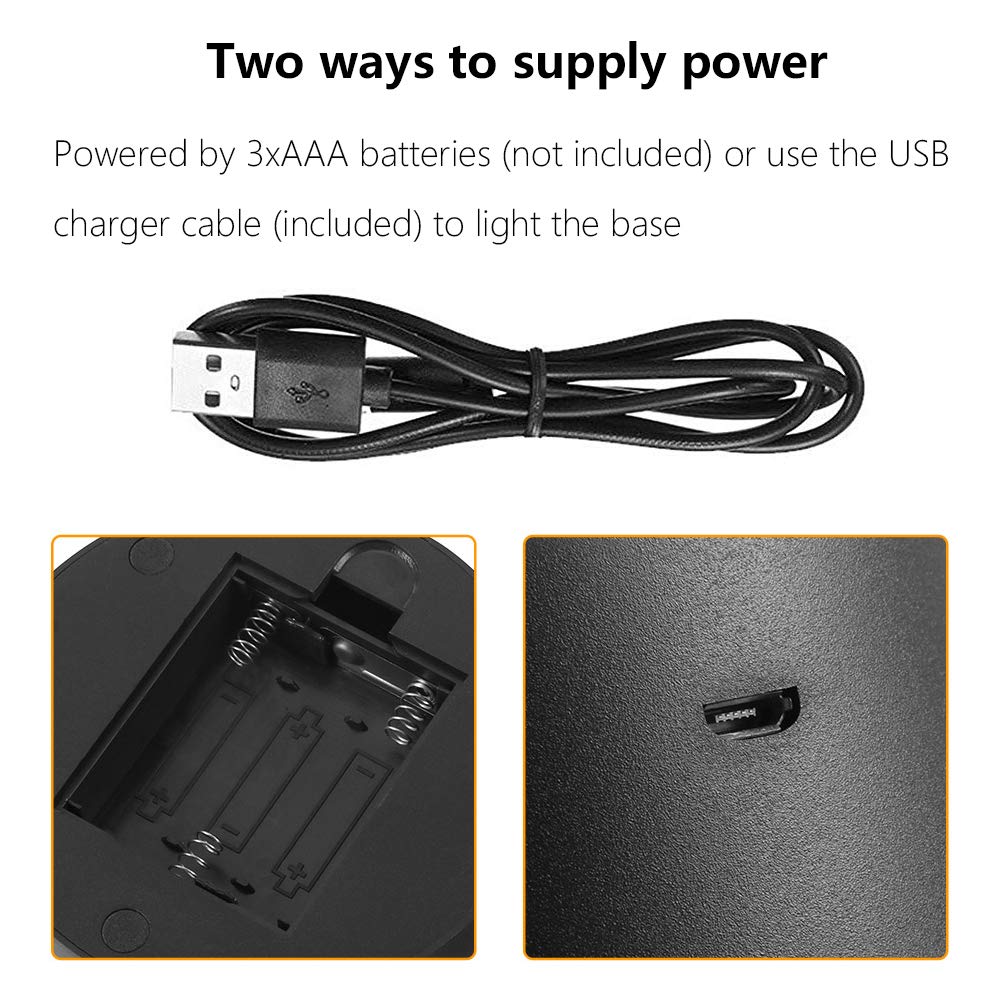 2 Pack 3D Led Night Light Lamp Base, Includes Remote Control, Blank Acrylic and Charger Cable, Adjustable 7 Colors Lights Base