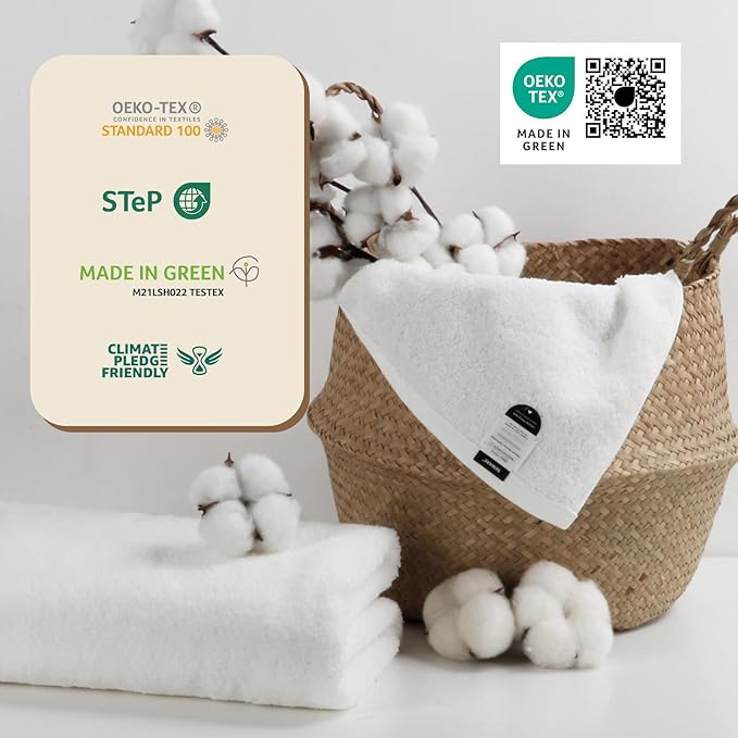 SEMAXE White Bath Towels Set of 4, 100% Cotton Luxury Bathroom Towels, and